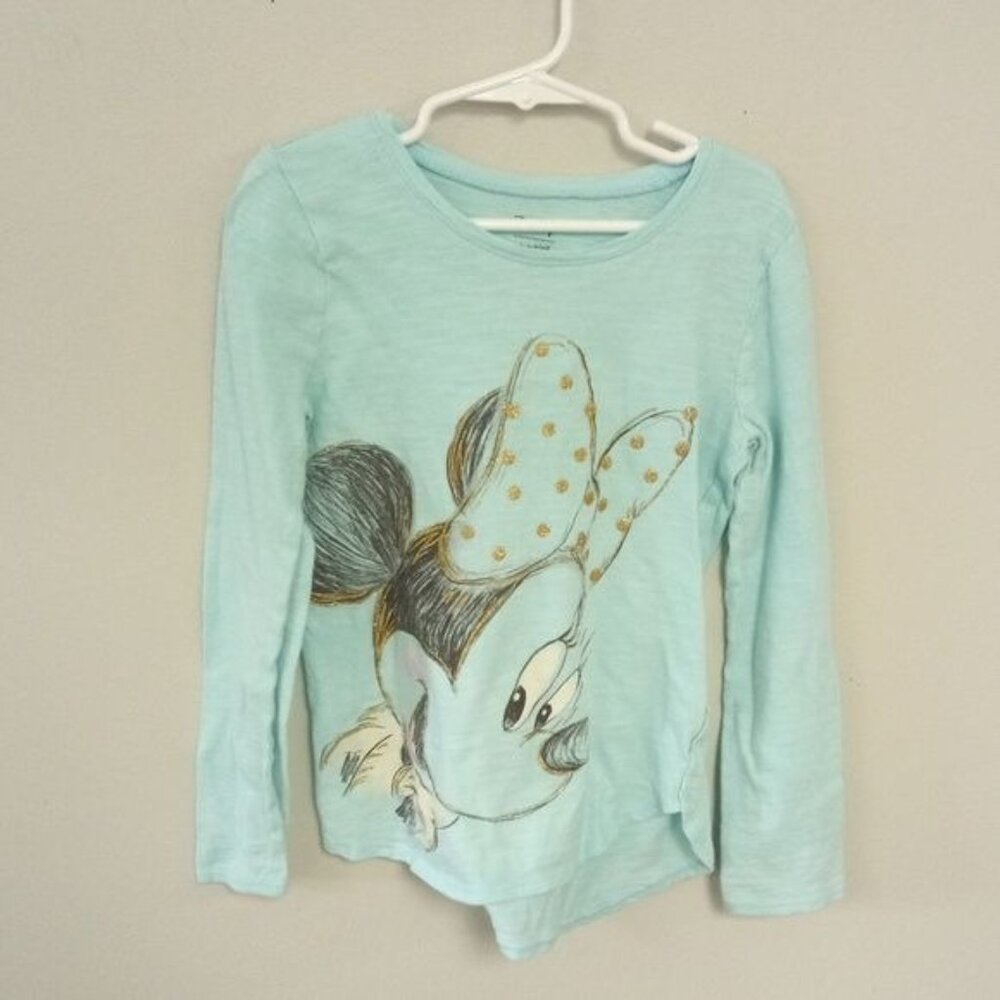 Disney Kids Minnie Mouse Aqua Blue Long Sleeve Top 6x